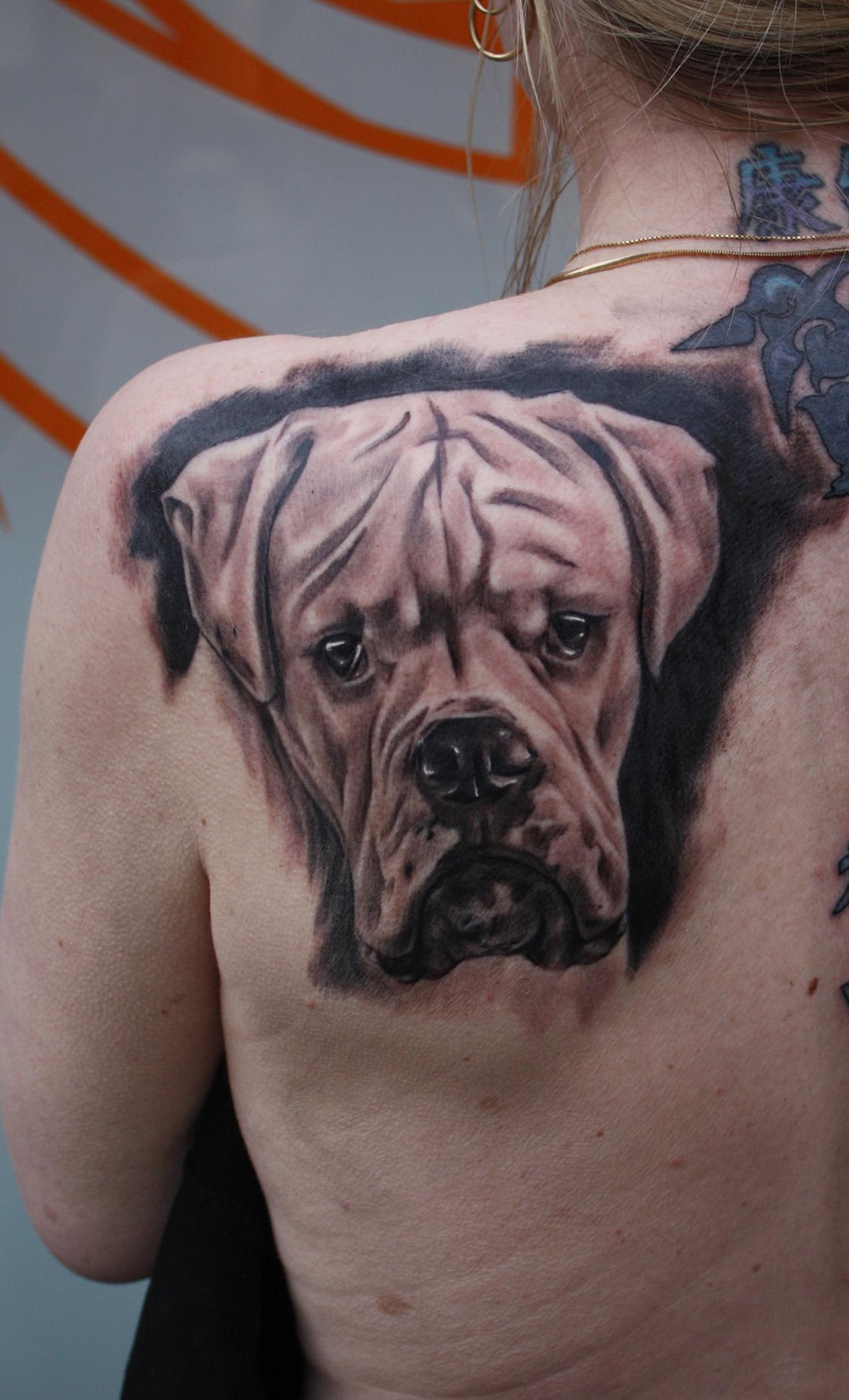 Ty McEwen - boxer dog tattoo